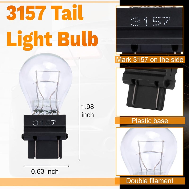 ecocstm 10 PCS 3157 Tail Light Bulb, Miniature Brake Light Bulb, Waterproof Turn Signal Bulb, Automotive Side Marker Tail Light Replacement for Truck SUV Car (White) - Image 3